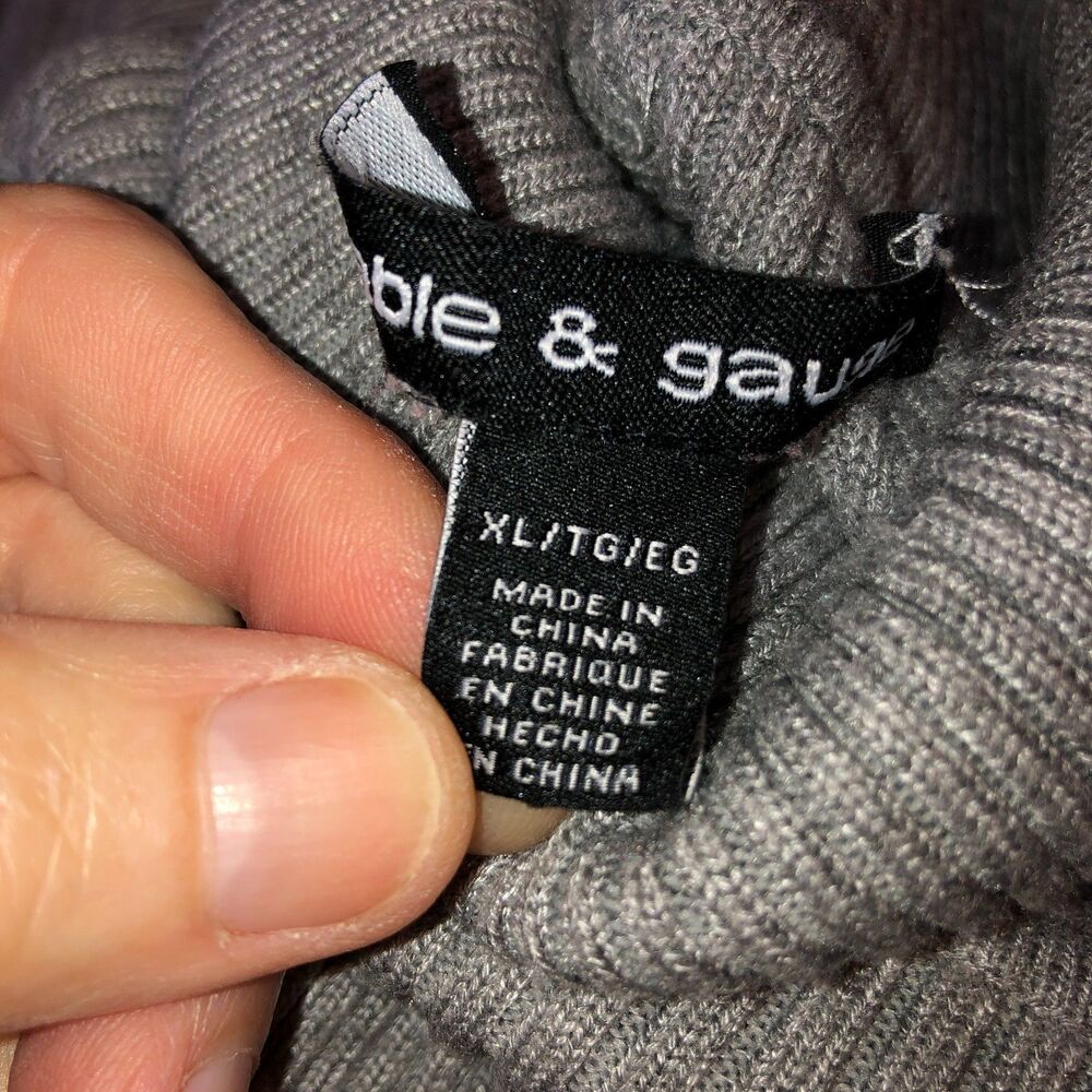 Cable & Gauge Womens XL Gray Ribbed Turtleneck Sweater Top Pullover Classic Y2K - Picture 6 of 8